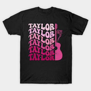 Taylor First Name I Love Taylor Girl Groovy Retro Tie Dye T-Shirt